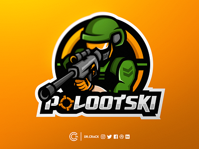 Polootski Logo badge brand commando esports gaming logo mascot mascot logo sniper