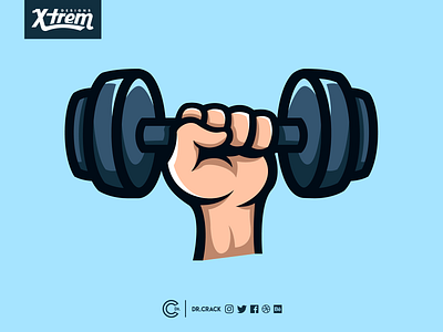 Dumbbell Emote brand dumbbell emote esports gym illustration lifting logo mascot streaming twitch weight