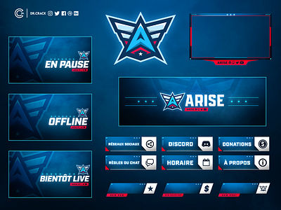 Arise Twitch Package Design arise banner brand branding channel design esport esports gaming header package photoshop twitch ui ux