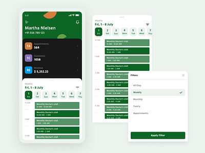 Appointment Schedule System app design booking calendar ui dailyui filter ui product design schedule ui ux weekly
