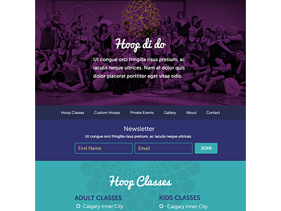Hoop Di Do website redesign blue dance green playful purple redesign ux vibrant web webdesign websitedesign