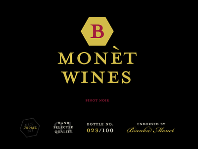 B MONET WINES - Identity Design beverage brand identity branding design identity identity design logo packaging typography vector wine wine bottle wine label