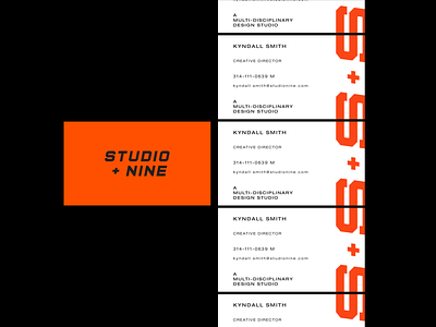 Studio + Nine Business Card 9 branding design design studio draplin icon design identity identity design logo number orange s logo streetwear studio typography