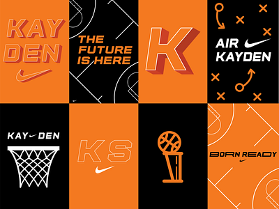 " The Future Is Here " Poster Wall baby announcement basketball branding championship design fitness hoops identity illustration jordan logo nba nike poster swoosh trophy typography vector