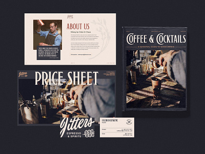 Jitters Brand Updates book branding business card cocktails coffee espresso texas