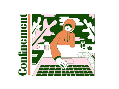 Confinement art cartoon coronavirus design dribbble flat green homepage identity illustration illustrator pink plants splash page ui vector