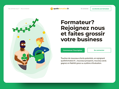 Quelle formation - homepage business branding flat home homepage identity illustration ui vector
