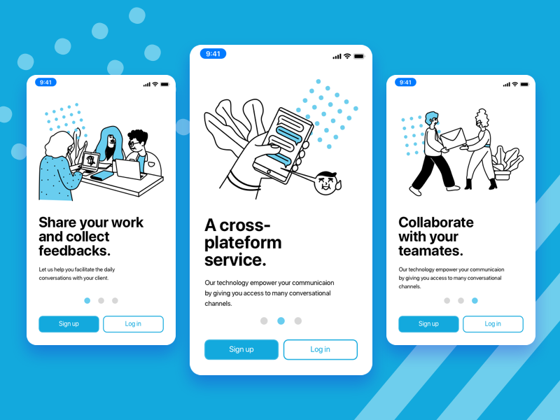 Mobile Onboarding typography cartoon vector identity mobile design login page minimalist branding ui slider mobile illustration sign in screen sign up dailyui onborading