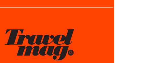 TravelMag SA Magazine masthead/logo black logo magazine masthead orange stripe