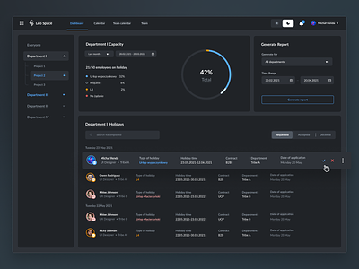 🌴 Holiday App - Manager Dashboard app appdesign company dark dark mode dashboard design designer employee holiday illustration manager managment request ui ux web