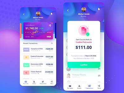 💳 Banking App app bank app banking app blue designer digital gradient gradients illustration money purple transfer ui ux