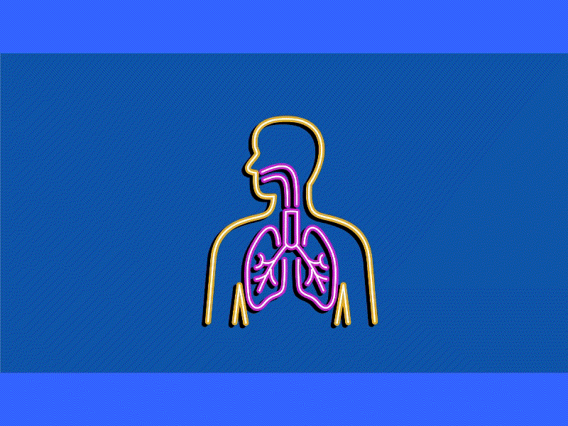 Human Respiratory System Neon Sign 2D Animation
