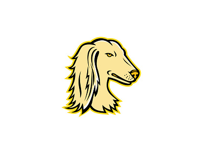 Saluki Dog Head Mascot breed canine dog head icon mascot persian greyhound pet retro saluki sighthound tazi