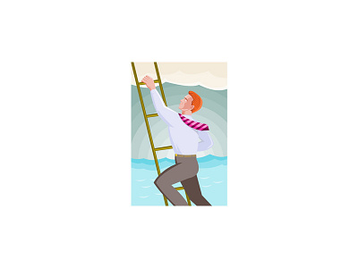 Businessman Climbing Ladder Retro businessman climb climbing clouds illustration ladder male man office up vector worker