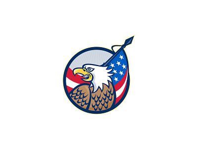 American Eagle Flag Icon american eagle artwork bald eagle bird circle eagle flag graphics illustration raptor retro stars and stripes