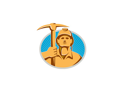 Coal Miner Pick Axe Strike Retro artwork coal miner graphics illustration industrial miner mining oval pick ax pick axe retro worker