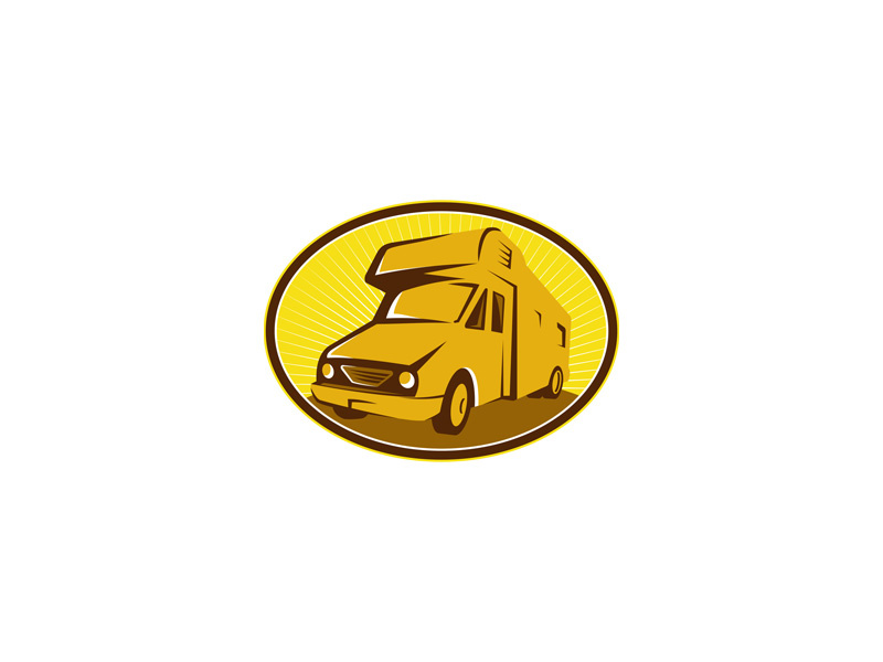 Camper Van Front Retro isolated graphics artwork illustration retro car transportation travel automobile mobile home van camper van
