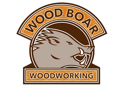 Wood Boar Woodworking Logo Proposal hog logo pig retro wild animal wild boar wild hog wild pig woodworking