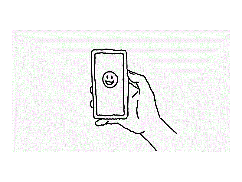 Hand Swiping Smart Phone Emoji Drawing 2D Animation