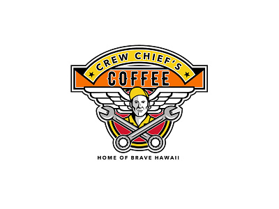Crew Chief's Coffee Logo Proposal coffee bar coffee logo crew chief illustration mascot retro spanner wings wrench