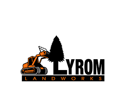 Lyrom Landworks Logo Proposal forestry forestry mulcher illustration logo retro tractor tractors tree