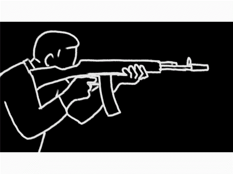 Man Firing Assault Rifle Drawing 2D Animation 2d animation aim aiming ak 47 animation armed army assault rifle fire firearm firing gun male man motion graphics rifle shoot shooting soldier weapon