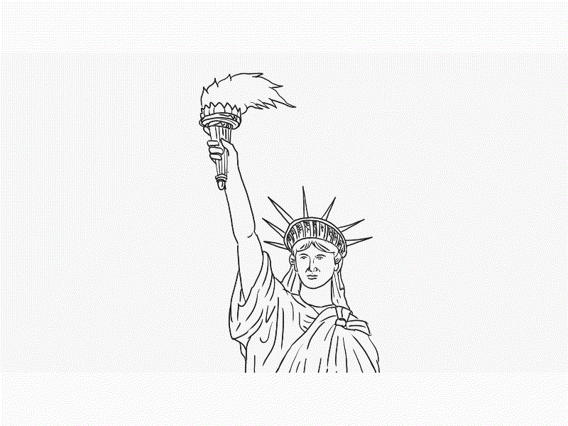 Statue of Liberty Flaming Torch Drawing 2D Animation
