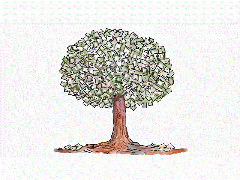 Money Tree Dollar Bills Falling Watercolor 2D Animation by Retro ...