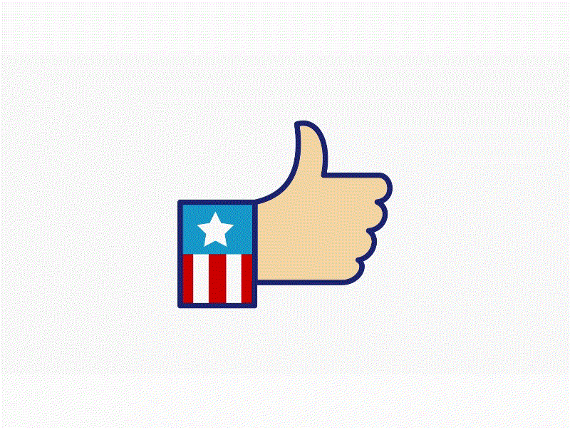 American Hand Thumbs Up Icon 2d animation american american flag animation approval approve extended upward hand hand gesture icon interference like like button like option recommend button stars and stripes thumb signal thumbs up united states of america usa