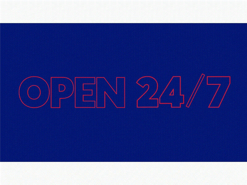 Open 24 7 Flickering Neon Sign 2D Animation 2d animation 7 days after hours animation day flicker flickering glitch late midnight neon night open 24 7 open all day open hours retro seven twenty four week weekend