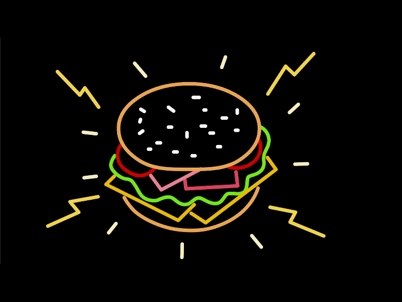 Cheeseburger Neon Sign 2D Animation