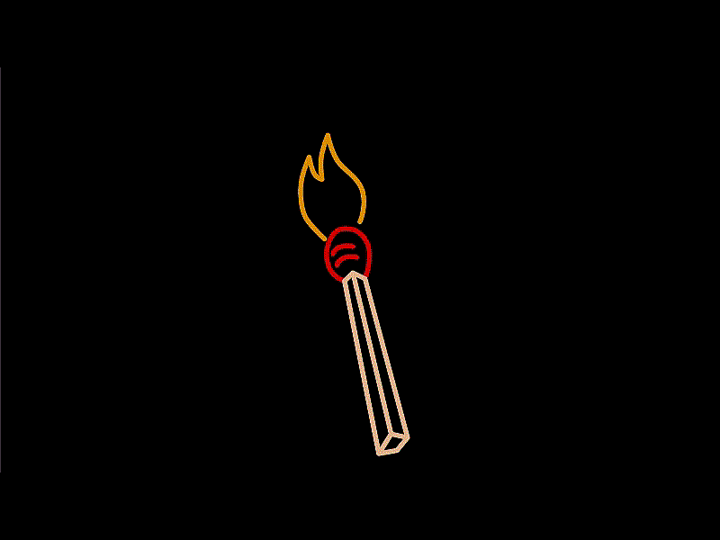 Matchstick Neon Sign 2D Animation 2d animation animation burn burning burnt danger fire flame flaming flammable heat hot ignite igniting ignition lit match matchstick neon red