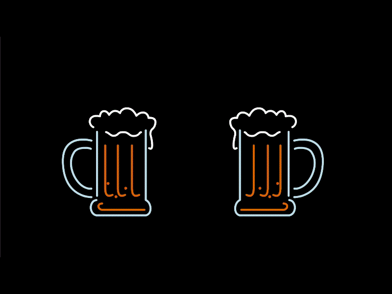 Beer Toasting Neon Sign 2D Animation 2d animation alcohol ale animation beer beverage brew celebration cheers drink foam froth glass mug neon party pint splashing toast toasting