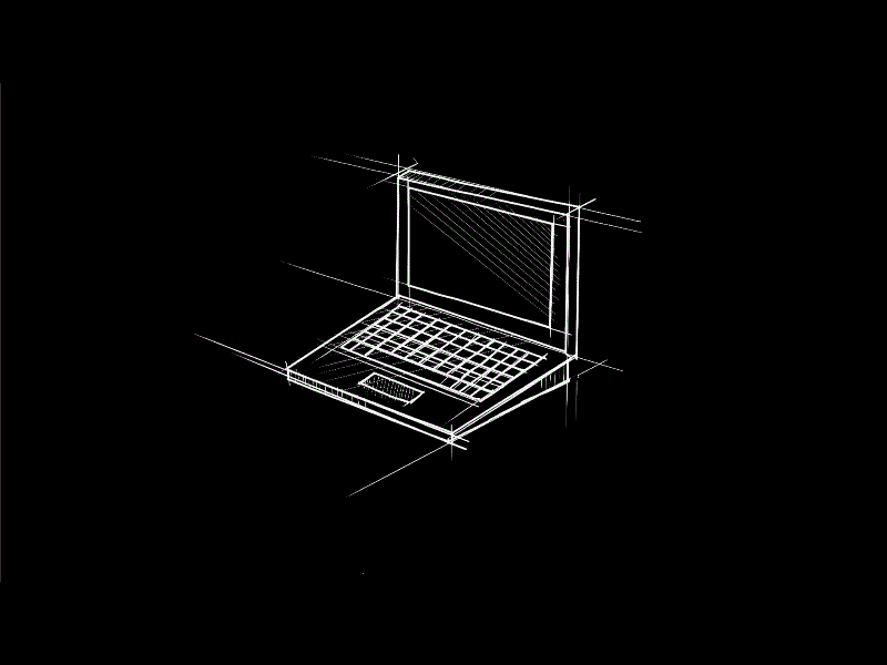 Laptop Computer Technical Drawing Time Lapse 2D Animation