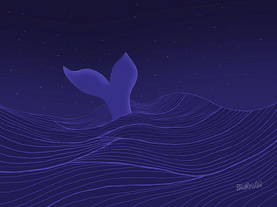 Blue ocean blue whale graphic design illustration