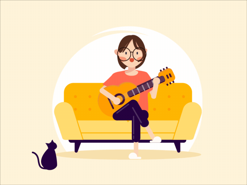 Play the guitar with the cat cat guitar illustration