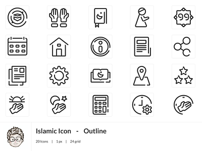 Islamic Icon Set #1 - Outline Style icon icon design icon set iconography icons islamic muslim outline outline icon outline icons