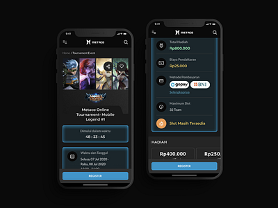 Tournament Detail - Mobile Version android app dark dark mode dark theme esport esports game ios mobile mobile app tournament tournaments ui ui design uidesign ux
