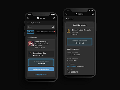 My Tournament - Mobile Version android app branding dark dark theme design esport game ios mobile mobile ui ui ui design uidesign uiux ux