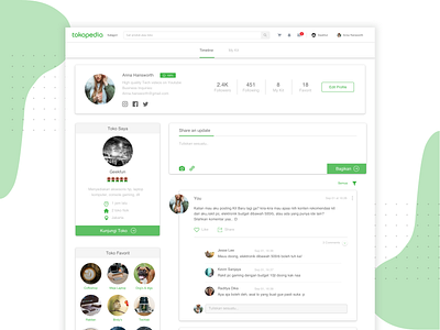 Redesign "Tokopedia" profile page branding clean design flat mockup profile social app ui ui design uidesign ux website