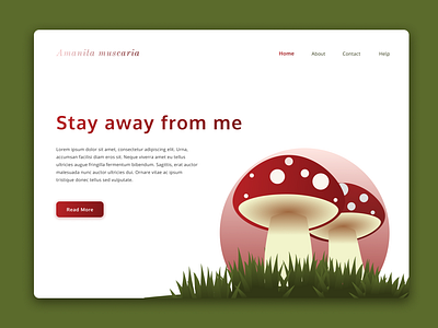 Amanita (muscaria) Landing Page amanita amanita muscaria figma forest fungi haunted landing page illustration mario bross mushroom mushroom illustration mushroom landing page mushrooms nature nature landing page red fungi red mushroom toxic web design illustration