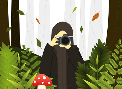 Meanwhile in the Woods fern figma flat illustration forest grass green hijab illustration muslim muslimah nature nature photographer nature photography photographer photography rainforest woods