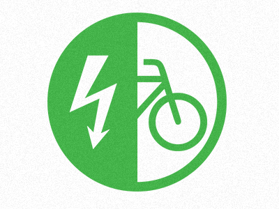 Draft logo bike electricity green icon simple