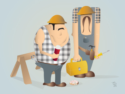 Carl & Hardhat Larry characters construction hardhat illustration maintenance mustache