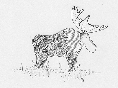 Moss the Meeting Moose illustration moose pen ink