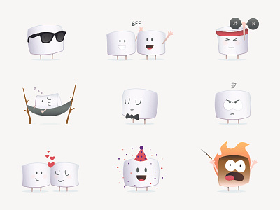 Marshmallow Mayhem Sticker Pack character design emoji illustration marshmallow stickers