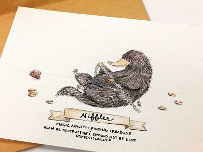 Niffler colored pencil harry potter illustration niffler prismacolor