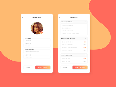 Profile and Settings Page - Daily UI 006 & 007