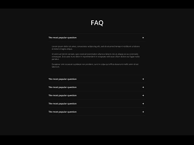 FAQ black clean clean ui dark app dark ui design faq faqs landing page landing page design minimal minimalist ui webdesign website website design
