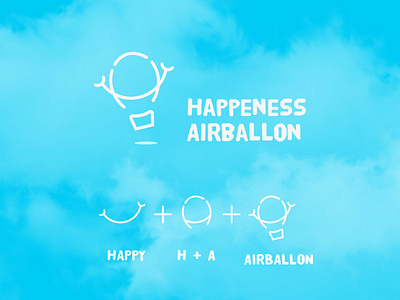 happiness airballon logo app design flat icon illustration logo type typography vector web
